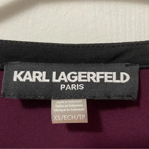 Karl Lagerfeld Paris Burgundy Long Sleeve Top Size XS - Picture 6 of 9